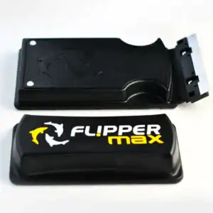 Flipper Max Float Magnet Cleaner shown unboxed ready to scrape algae on glass and acrylic tanks up to 1 inch thick