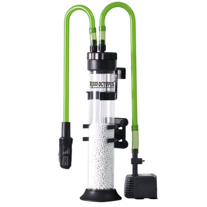 Image of the MF300B Complete Media Reactor by Reef Octopus, including feed pump, hoses, and fittings for use with activated carbon and GFO media.
