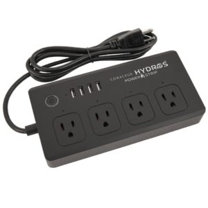HYDROS 4 Outlet WiFi Power Strip with 4 AC outlets, 4 USB ports, and WiFi connectivity for aquarium equipment control.