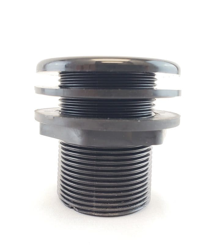 Slip Bulkhead Fitting 2" by Lifegard Aquatics, featuring smooth slip ends, PVC construction, and a complete installation kit