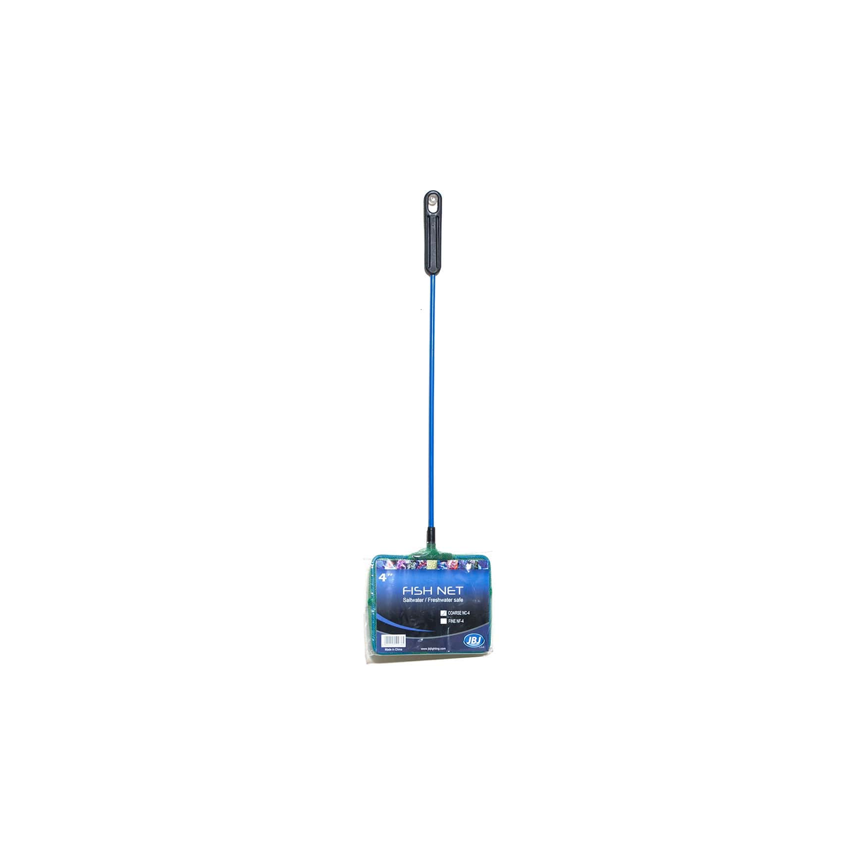 JBJ 4" Fish Net Coarse with ergonomic handle and durable double-stitched mesh for fish care and aquarium maintenance.