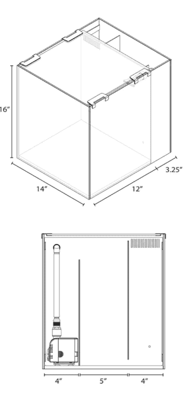 JBJ Aquarium Nano Rimless 15 Gallon AIO Tank