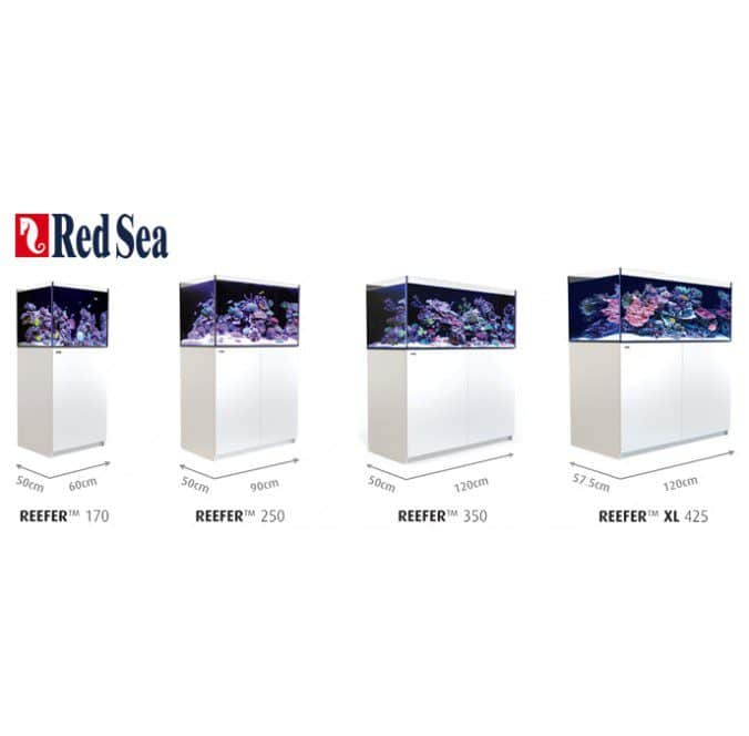 Red Sea Reefer XL 200 G2+ Deluxe System in White with RL90 LED lights, rimless glass, and a customizable sump.