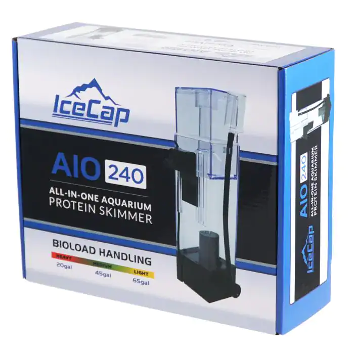 IceCap AIO 240 Protein Skimmer packaging, complete with protein waste removal and compact filtration