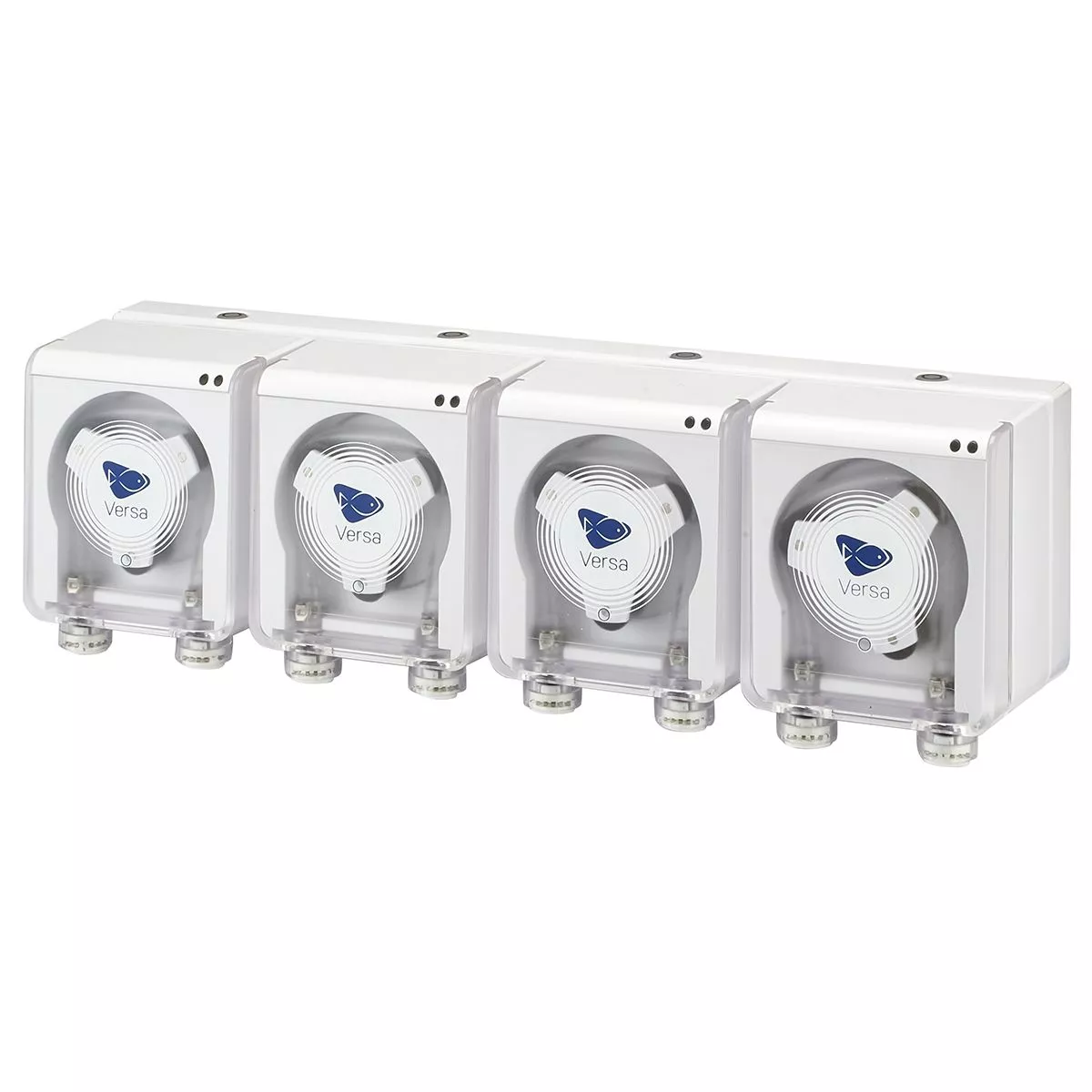 EcoTech Versa Pump 4-Pack with Base Station, precision peristaltic dosing system for aquariums, featuring automated water changes, ATO, and Mobius app control.
