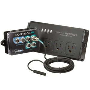HYDROS Control XS Starter Kit featuring WiFi-enabled power strip, cloud-based app control, and smart aquarium management system.