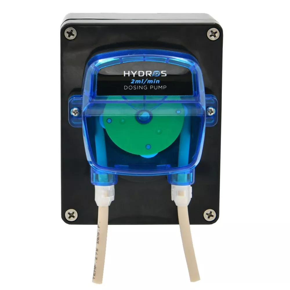 HYDROS Dosing Pump 2ml/min with anti-back siphon safety and precise dosing capabilities for aquarium liquid additives.