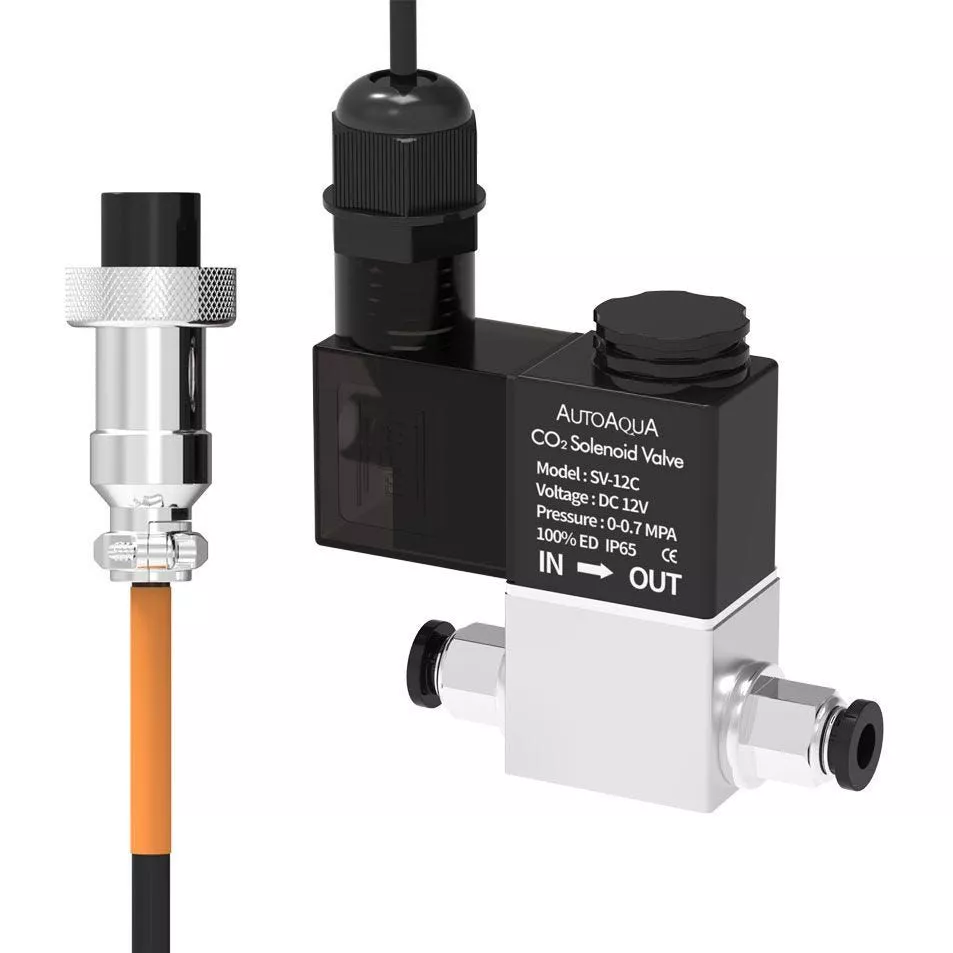 HYDROS DC CO2 Solenoid Valve for automated water flow and CO2 control in aquarium systems, compatible with HYDROS controllers.