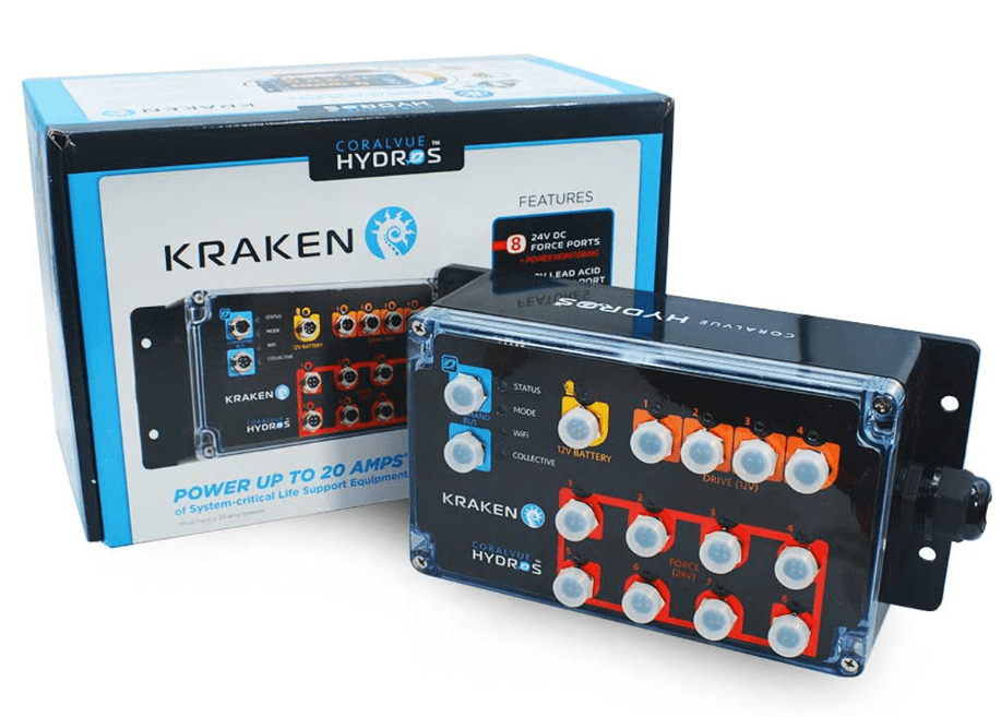 HYDROS Kraken 24V Power Center with eight Force Ports, 24V outputs, and smart Hydros system control.