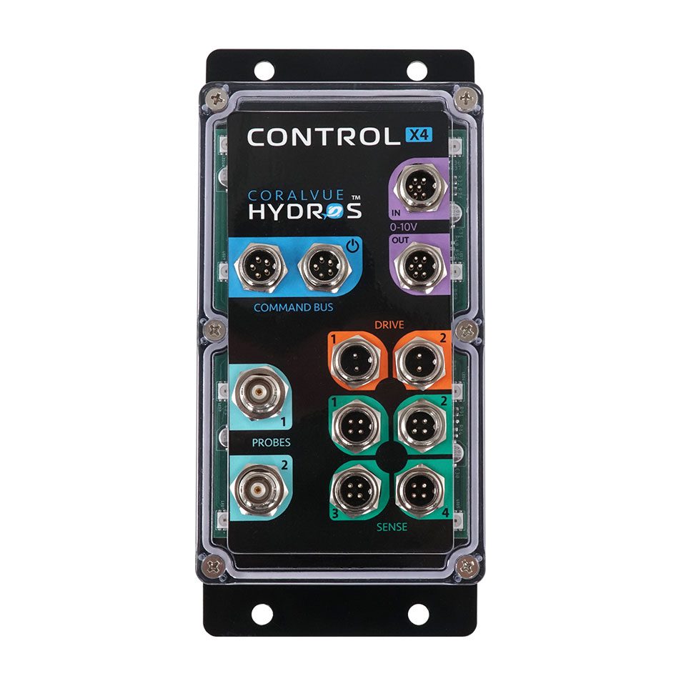 Hydros Control X4 aquarium controller for advanced monitoring and automation of temperature, pH, ORP, and water levels.