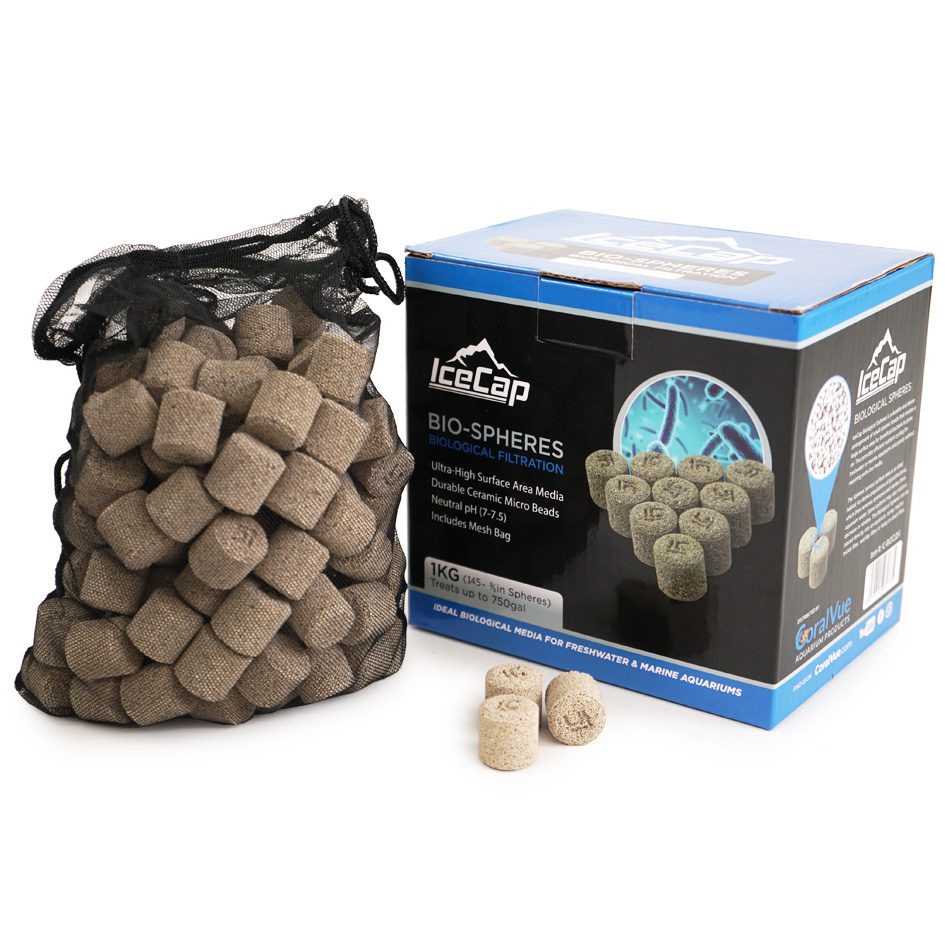 Bio FIlter Media sphere 1 KG by IceCap with ceramic pellets for biological filtration in aquariums and ponds up to 750 gallons.