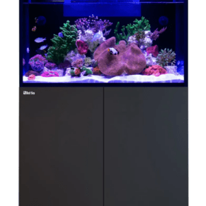 Red Sea Max Nano G2 XXL w/ Black Cabinet with dual ReefLED 50 lights, ultra-clear glass, and built-in filtration for a complete reef setup.