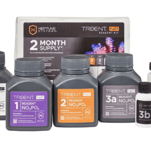 Neptune Systems Trident NP 2-Month Reagent Kit with calibration solution and reagents for accurate nitrate and phosphate testing in reef aquariums.