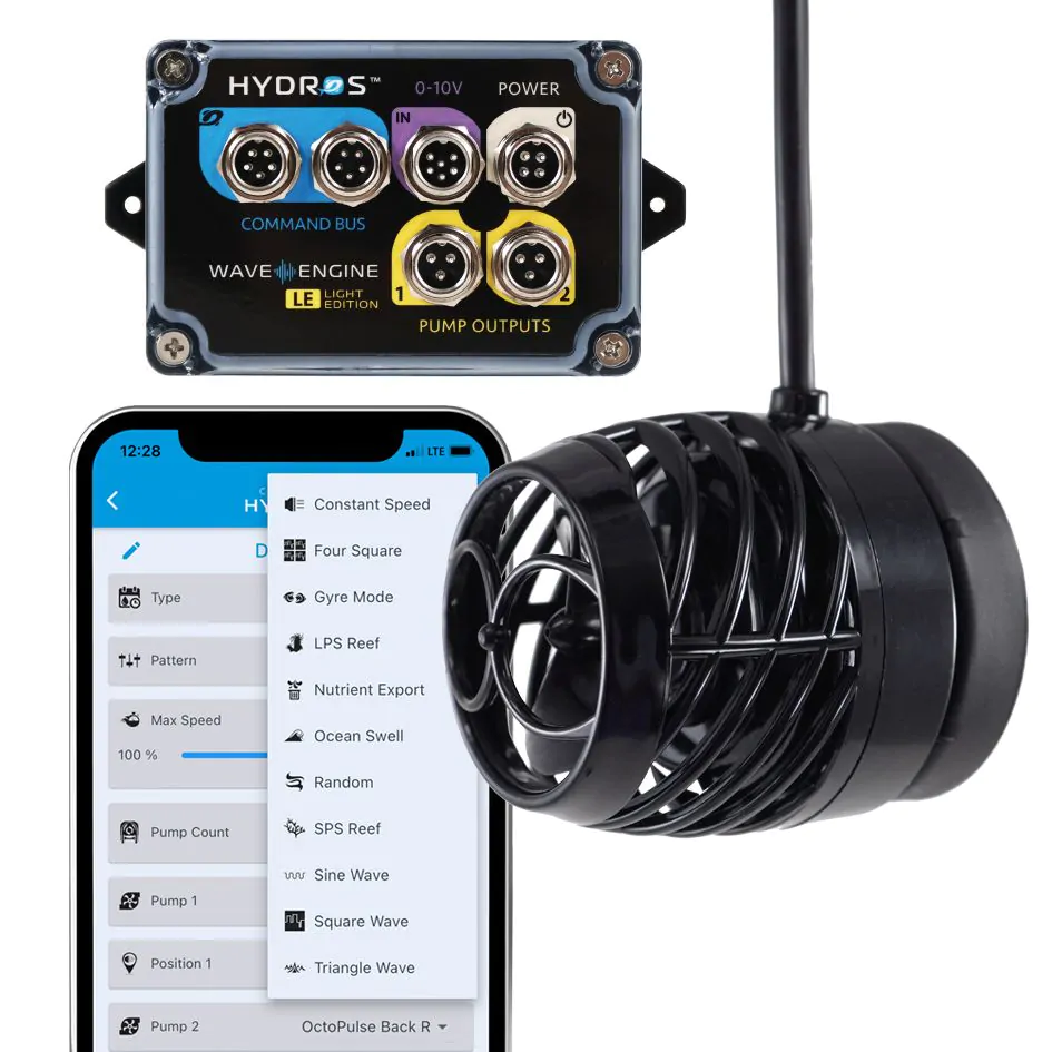 Octo Pulse 4 submersible aquarium pump with WaveEngine LE controller for high-flow reef tank circulation