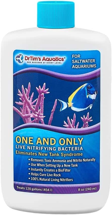 Dr. Tim’s One & Only Saltwater Aquarium Bacteria Bottle for Fast Tank Cycling and Ammonia Removal