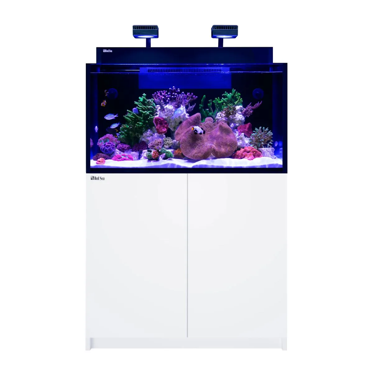 Red Sea Max Nano G2 XXL White Cabinet 53 gallon reef aquarium with ReefLED lights and all-in-one filtration