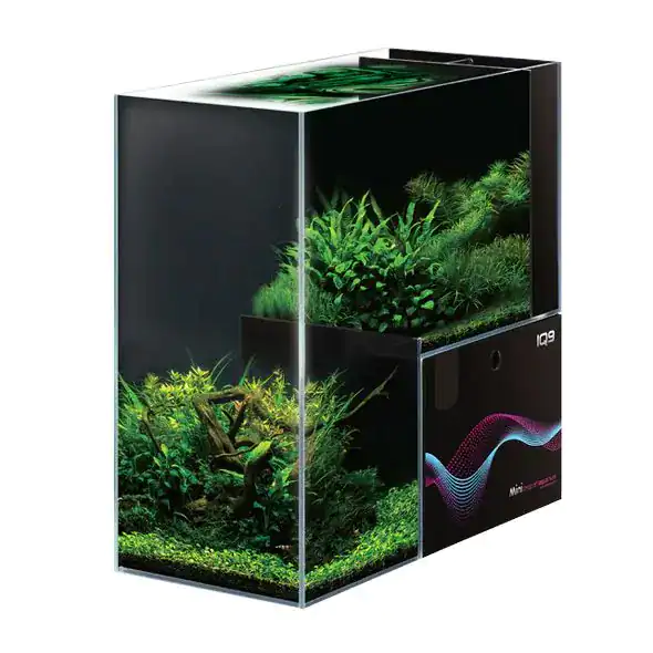 Dymax IQ9 aquarium drop-off style 12 gallon acrylic tank with LED light and sliding sump filtration system
